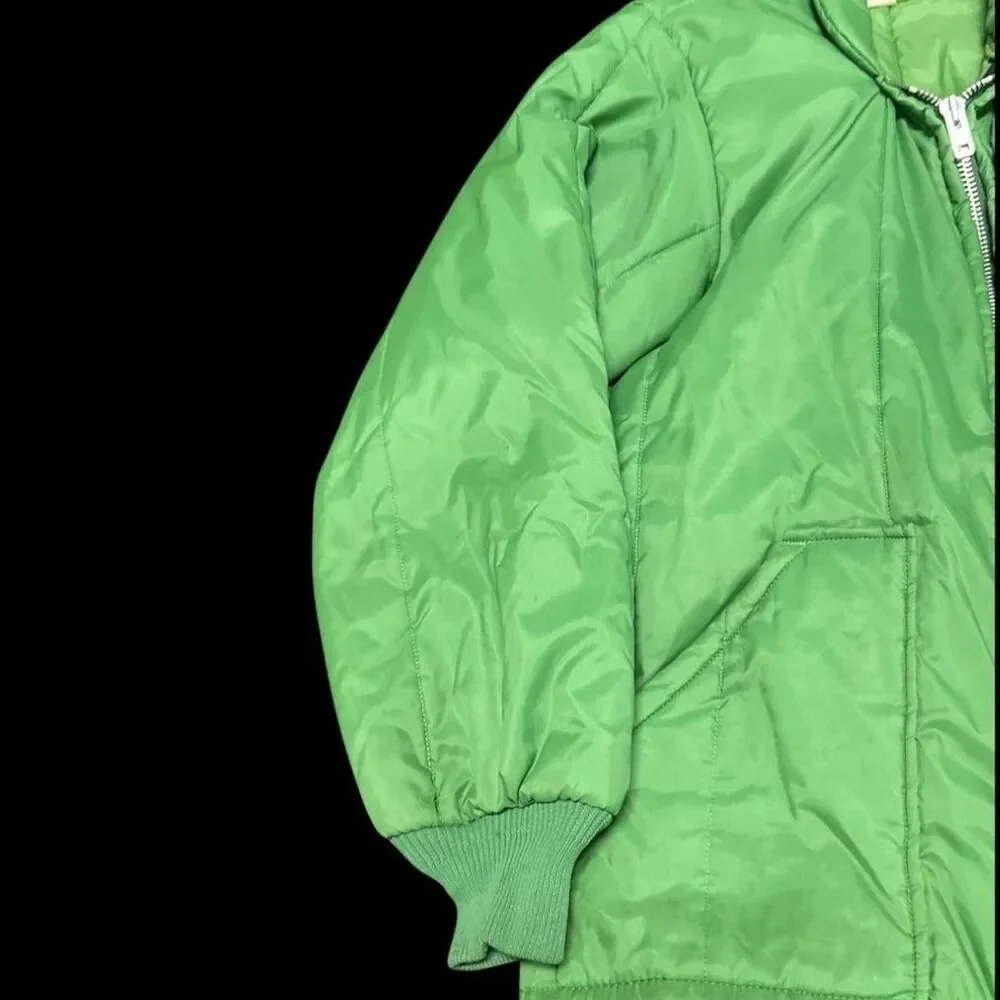 Vintage 70s John Deere Quilted Puffer Green Jacket USA Swingster LG RARE GREAT